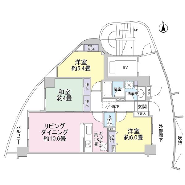 Floor plan. 3LDK, Price 25,950,000 yen, Occupied area 68.36 sq m , Balcony area 7.28 sq m floor plan