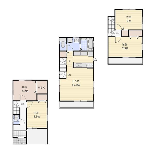 Floor plan. 39,800,000 yen, 3LDK + S (storeroom), Land area 72.25 sq m , Building area 107.64 sq m