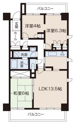Floor plan. 3LDK, Price 27.5 million yen, Occupied area 70.93 sq m , Balcony area 13.98 sq m floor plan
