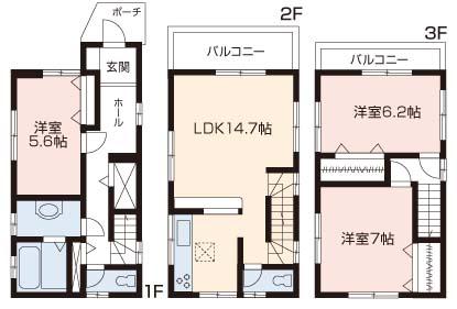 Floor plan. 25 million yen, 3LDK, Land area 68.77 sq m , Building area 91.08 sq m floor plan