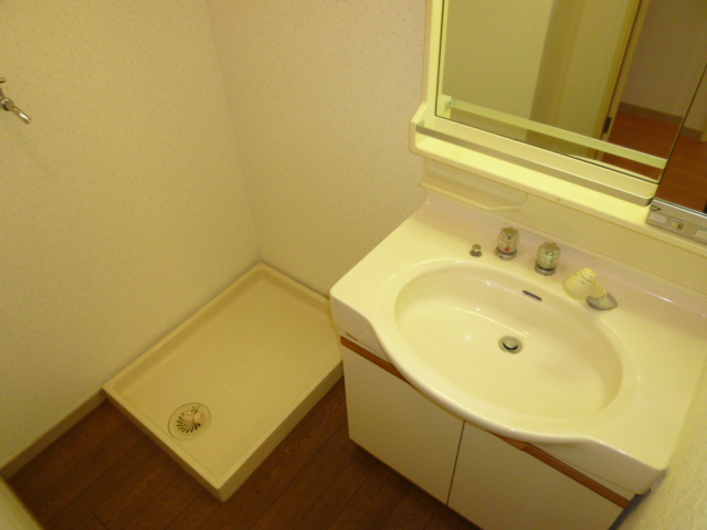 Washroom. It will be on the left and right reversal of the room.