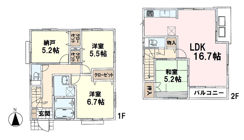 Floor plan. (Building 2), Price 33,800,000 yen, 3LDK+S, Land area 109.15 sq m , Building area 93.98 sq m