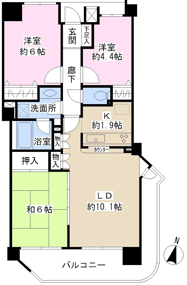Floor plan. 3LDK, Price 20.8 million yen, Occupied area 64.06 sq m , Balcony area 12.71 sq m