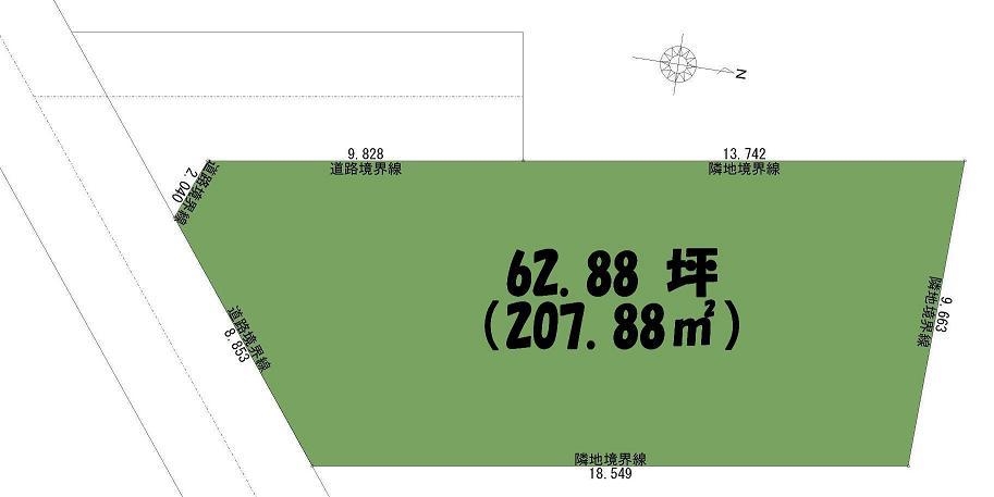 Compartment figure. Land price 9.43 million yen, Of land area 207.88 sq m 2 direction corner lot