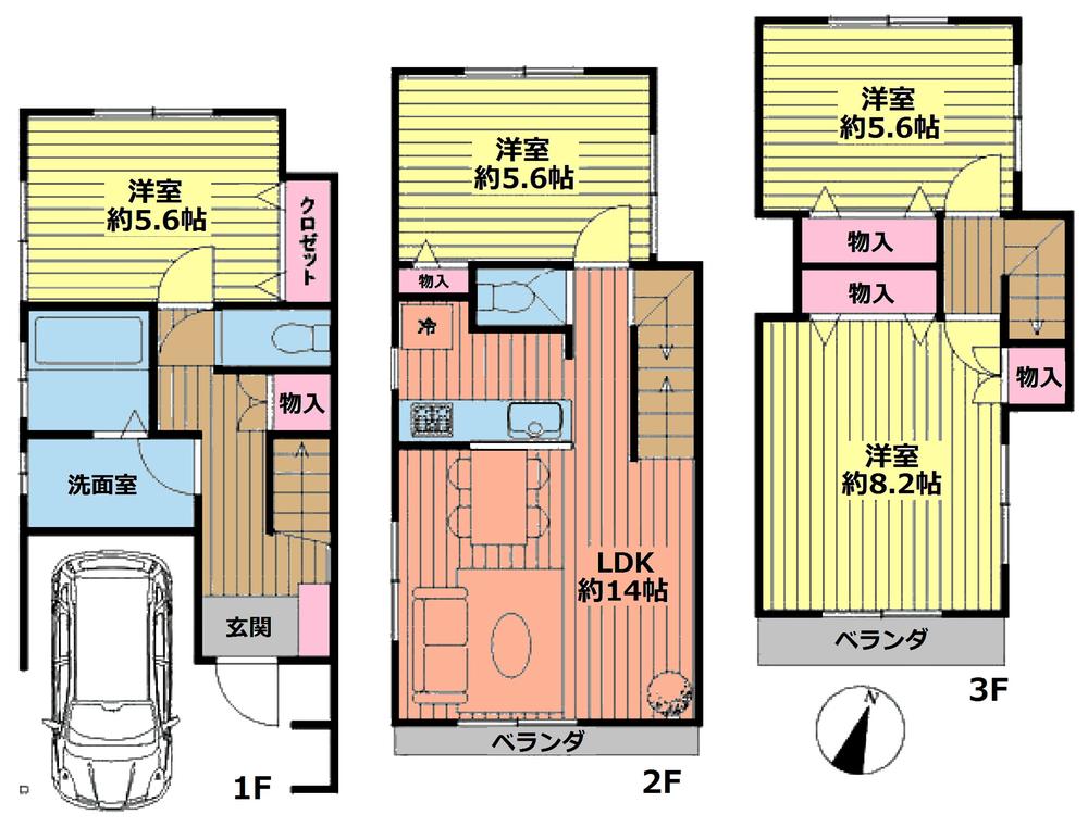 Floor plan. 27.5 million yen, 4LDK, Land area 67.86 sq m , Building area 98.03 sq m