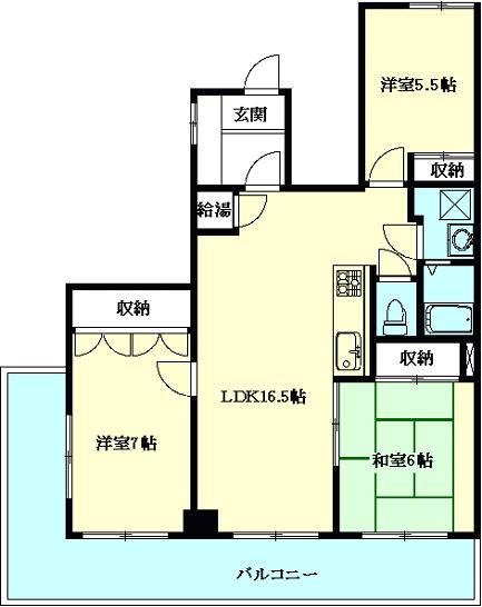 Floor plan. 3LDK, Price 19.9 million yen, Occupied area 76.27 sq m , Balcony area 13.83 sq m