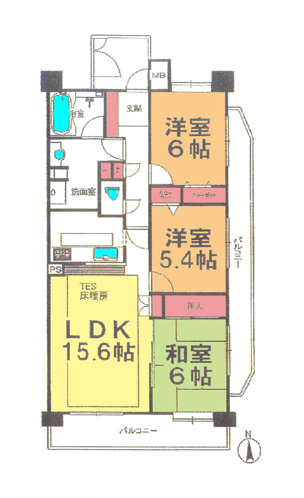 Floor plan. 3LDK, Price 26,800,000 yen, Occupied area 73.78 sq m , Balcony area 19.69 sq m floor plan