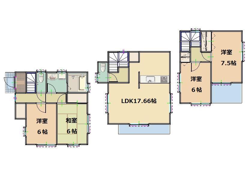 Floor plan. 25,800,000 yen, 4LDK, Land area 84.36 sq m , Building area 102.46 sq m