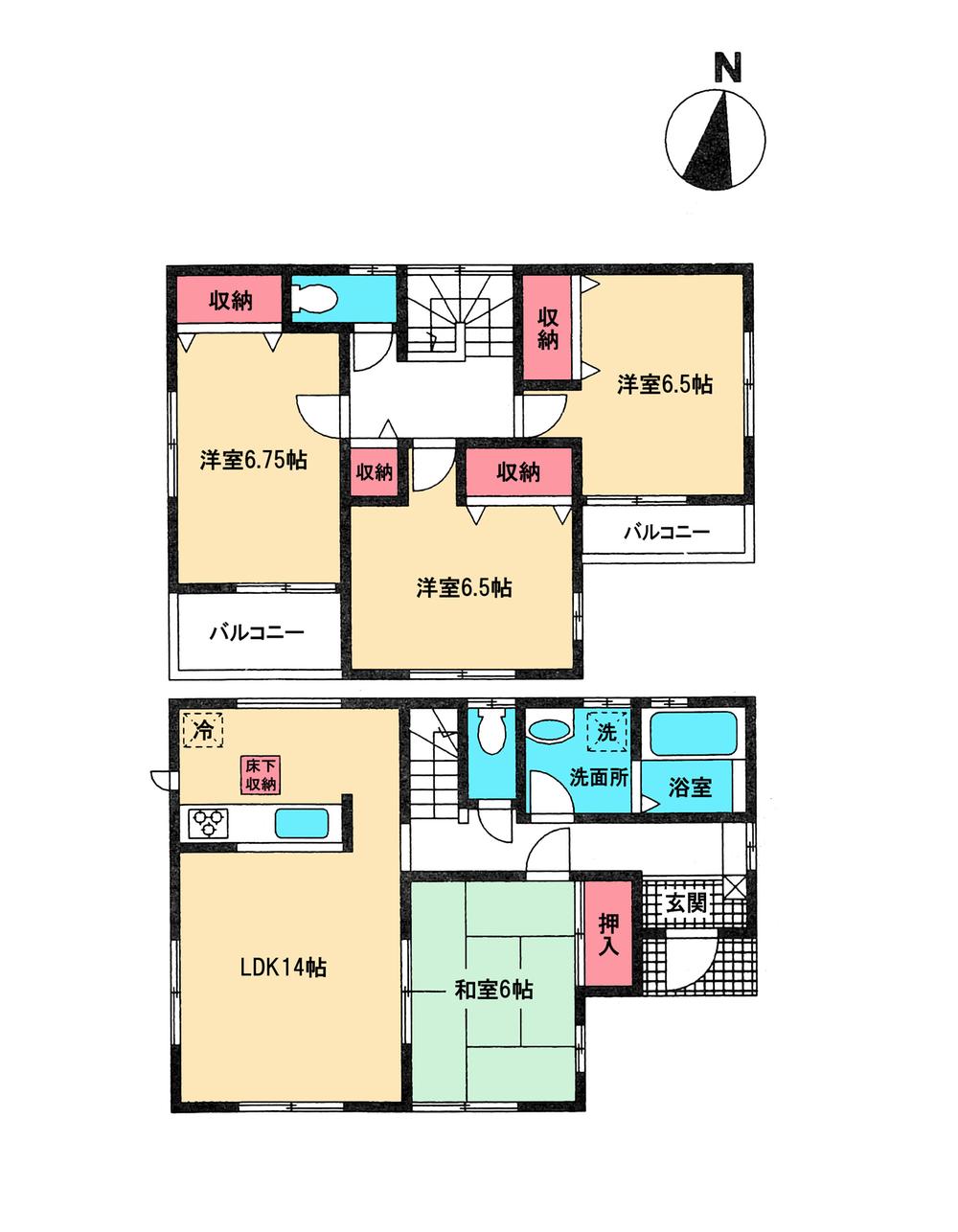 Floor plan. 31,800,000 yen, 4LDK, Land area 125.6 sq m , Building area 98.12 sq m