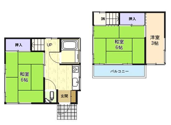 Floor plan. 5.9 million yen, 3K, Land area 48.41 sq m , Building area 41.03 sq m