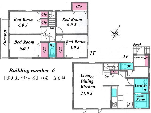 Floor plan. (6 Building), Price 37,800,000 yen, 4LDK, Land area 122.91 sq m , Building area 100.44 sq m