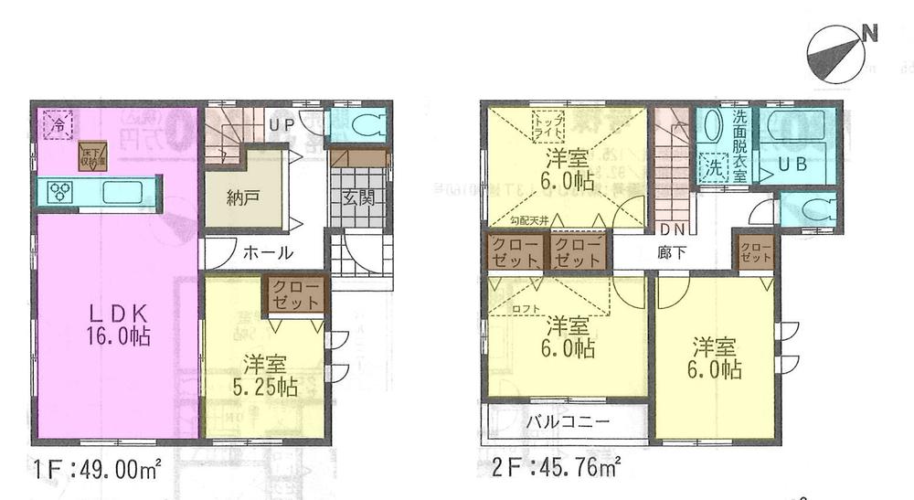 Floor plan. 33,800,000 yen, 4LDK, Land area 121.75 sq m , Building area 94.76 sq m