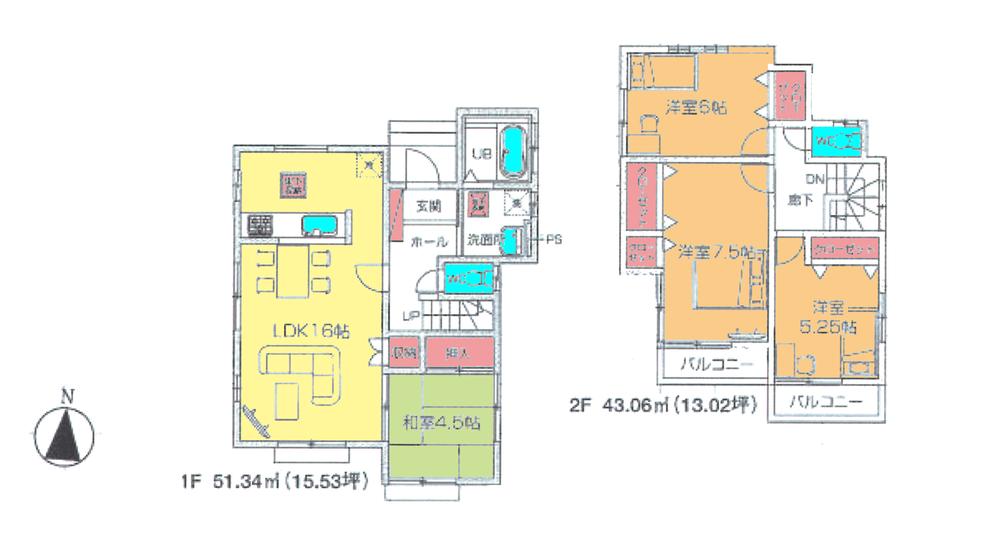 Floor plan. 34,800,000 yen, 4LDK, Land area 118.07 sq m , Building area 94.4 sq m floor plan