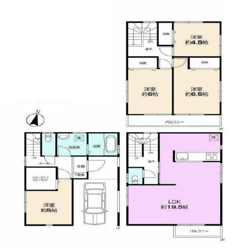 Floor plan. (Building 2), Price 24,800,000 yen, 4LDK, Land area 68.95 sq m , Building area 116.64 sq m