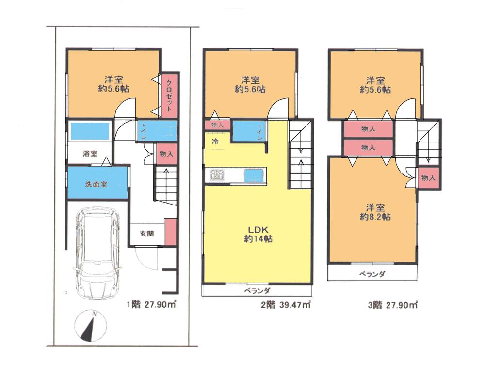 Floor plan. 27.5 million yen, 4LDK, Land area 67.86 sq m , Building area 98.03 sq m floor plan