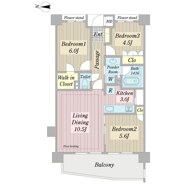 Floor plan. 3LDK, Price 29,800,000 yen, Occupied area 65.51 sq m