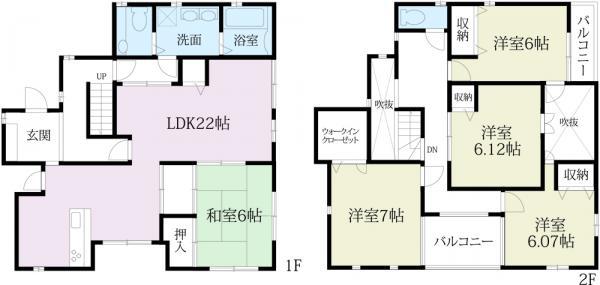 Floor plan. 28.8 million yen, 5LDK, Land area 166.24 sq m , LDK with a building area of ​​135.11 sq m atrium