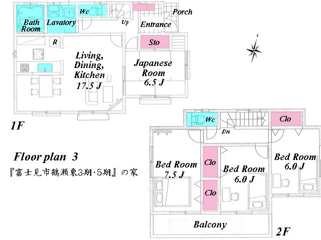 Floor plan. (3 Building), Price 36,800,000 yen, 4KK, Land area 137.77 sq m , Building area 102.67 sq m