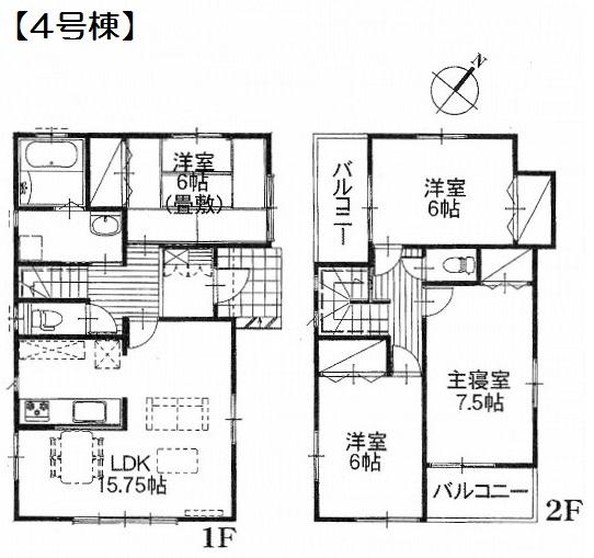 Floor plan. (4 Building), Price 29.4 million yen, 4LDK, Land area 125.61 sq m , Building area 98.33 sq m