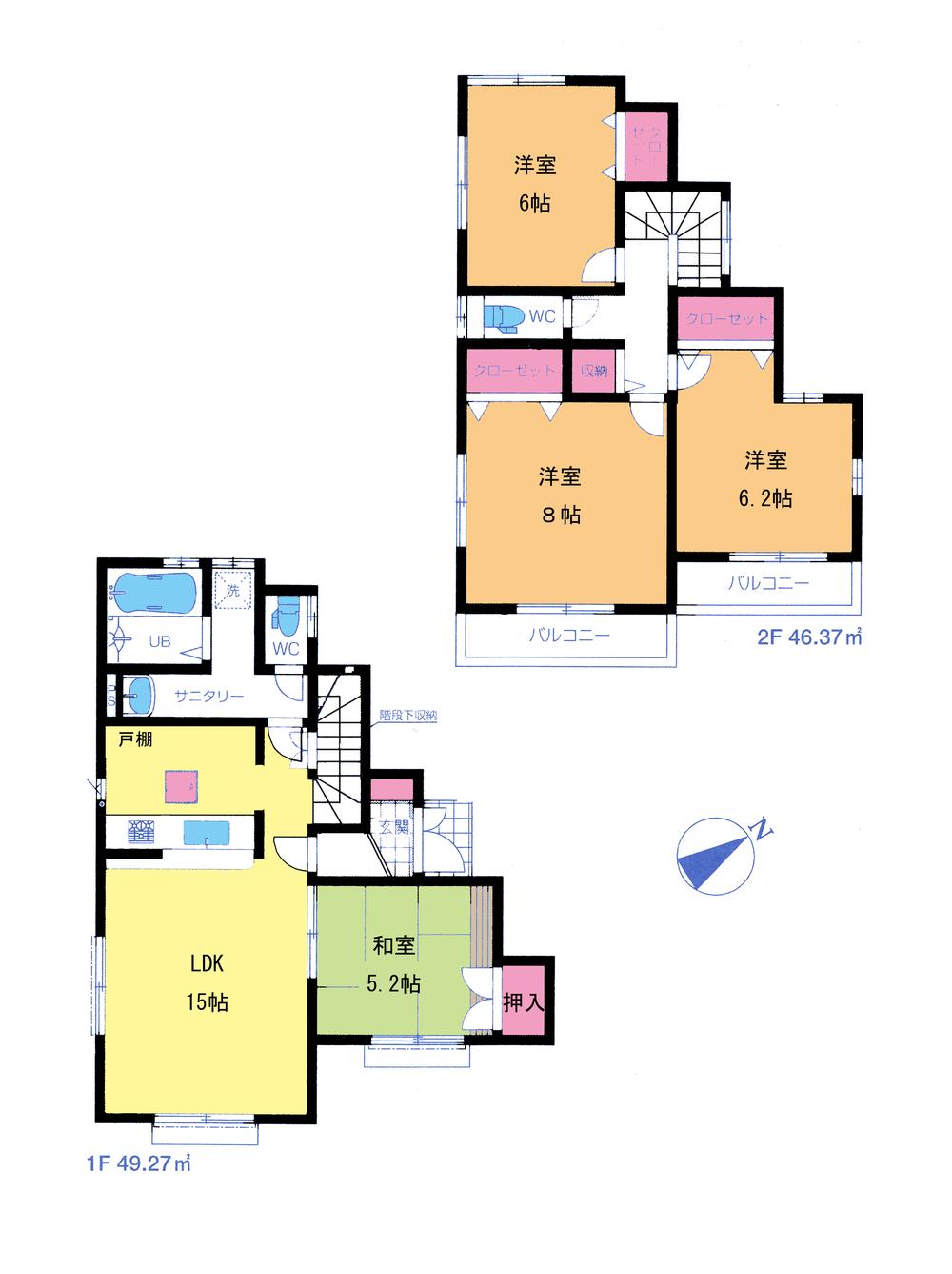 Floor plan. 31,800,000 yen, 4LDK, Land area 94.6 sq m , Building area 95.6 sq m floor plan