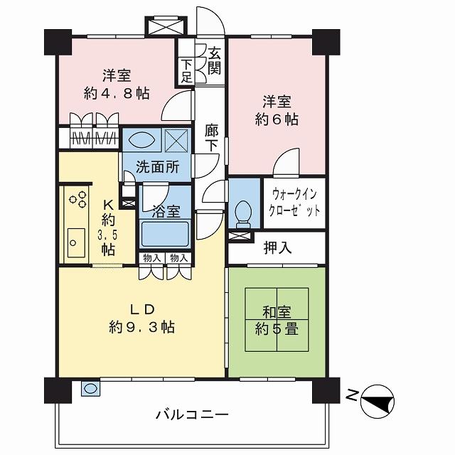 Floor plan. 3LDK, Price 27,900,000 yen, Occupied area 65.06 sq m , Balcony area 12.15 sq m