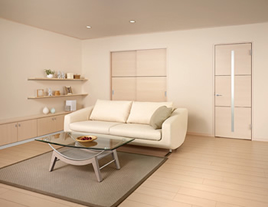 Same specifications photos (living). It enters pleasant sunshine and wind street from the bay window, Create a relaxing space of the family. Apart from placing a down light and room lighting. It will produce a space with calm by the time the sun goes down. (Living room floor material ・ Joinery same specifications)