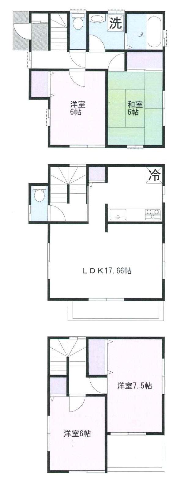 Floor plan. 25,800,000 yen, 4LDK, Land area 84.36 sq m , Building area 102.46 sq m