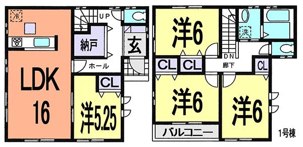 Floor plan. (1 Building), Price 33,800,000 yen, 4LDK, Land area 121.75 sq m , Building area 94.76 sq m