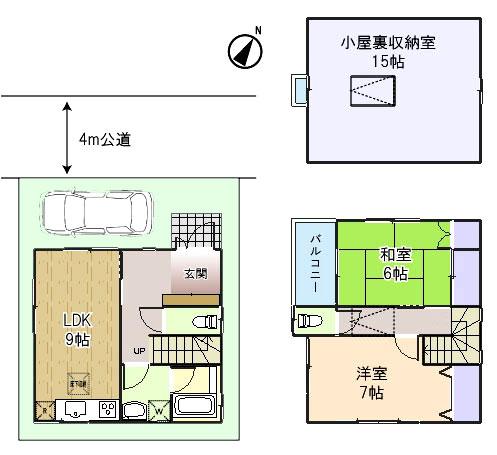 Floor plan. 15.3 million yen, 2LDK, Land area 56.37 sq m , Building area 87.35 sq m