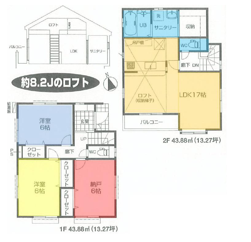 Floor plan. 29,800,000 yen, 3LDK, Land area 86.4 sq m , Building area 87.76 sq m