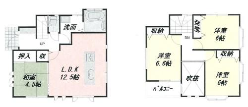 Floor plan. 16.8 million yen, 4LDK, Land area 82.34 sq m , There is storage space in the building area 81.21 sq m all room There is a feeling of opening of the atrium is on top of the LDK We will propose a bright floor plan.  Large also in the room, which is the main bedroom We set up a loft. 