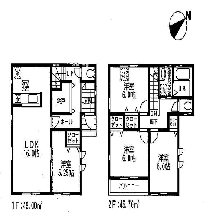 Floor plan. (1 Building), Price 33,800,000 yen, 4LDK, Land area 121.75 sq m , Building area 94.76 sq m