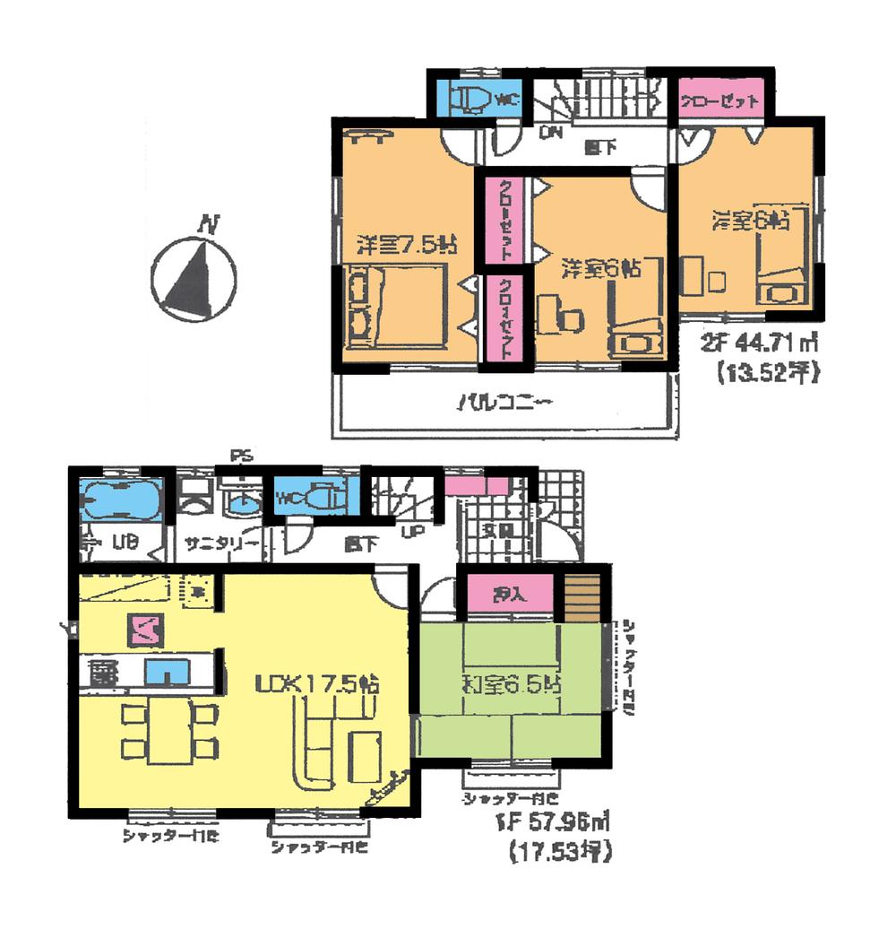 Floor plan. (3 Building), Price 36,800,000 yen, 4LDK, Land area 137.77 sq m , Building area 102.67 sq m