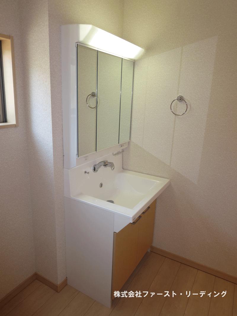 Wash basin, toilet. Three-sided mirror with shampoo dresser (same specification equipment)