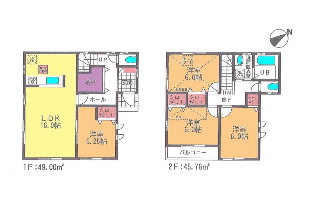 Floor plan. (1 Building), Price 33,800,000 yen, 4LDK, Land area 121.75 sq m , Building area 94.76 sq m