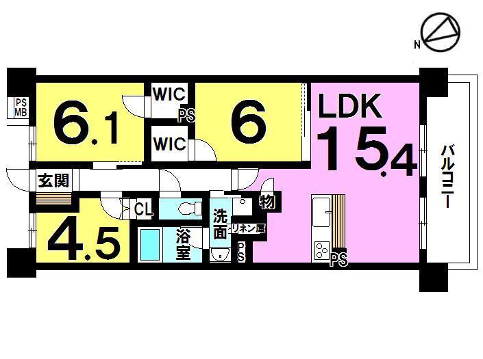 Floor plan. 3LDK, Price 26,800,000 yen, Occupied area 71.56 sq m , Balcony area 11.25 sq m