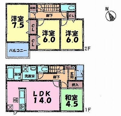 Floor plan. 27,990,000 yen, 4LDK, Land area 97.87 sq m , Building area 93.56 sq m