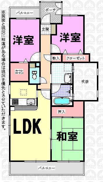 Floor plan. 3LDK, Price 15.3 million yen, Footprint 72 sq m , Balcony area 13.95 sq m