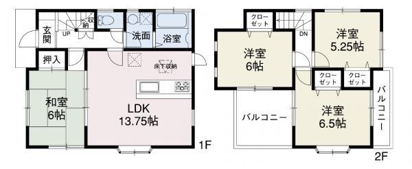 Floor plan. 17.8 million yen, 4LDK, Land area 84.55 sq m , Building area 84.45 sq m popular face-to-face kitchen