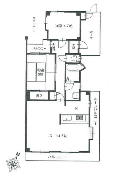Floor plan. 2LDK, Price 15.8 million yen, Occupied area 64.55 sq m , Balcony area 19.04 sq m