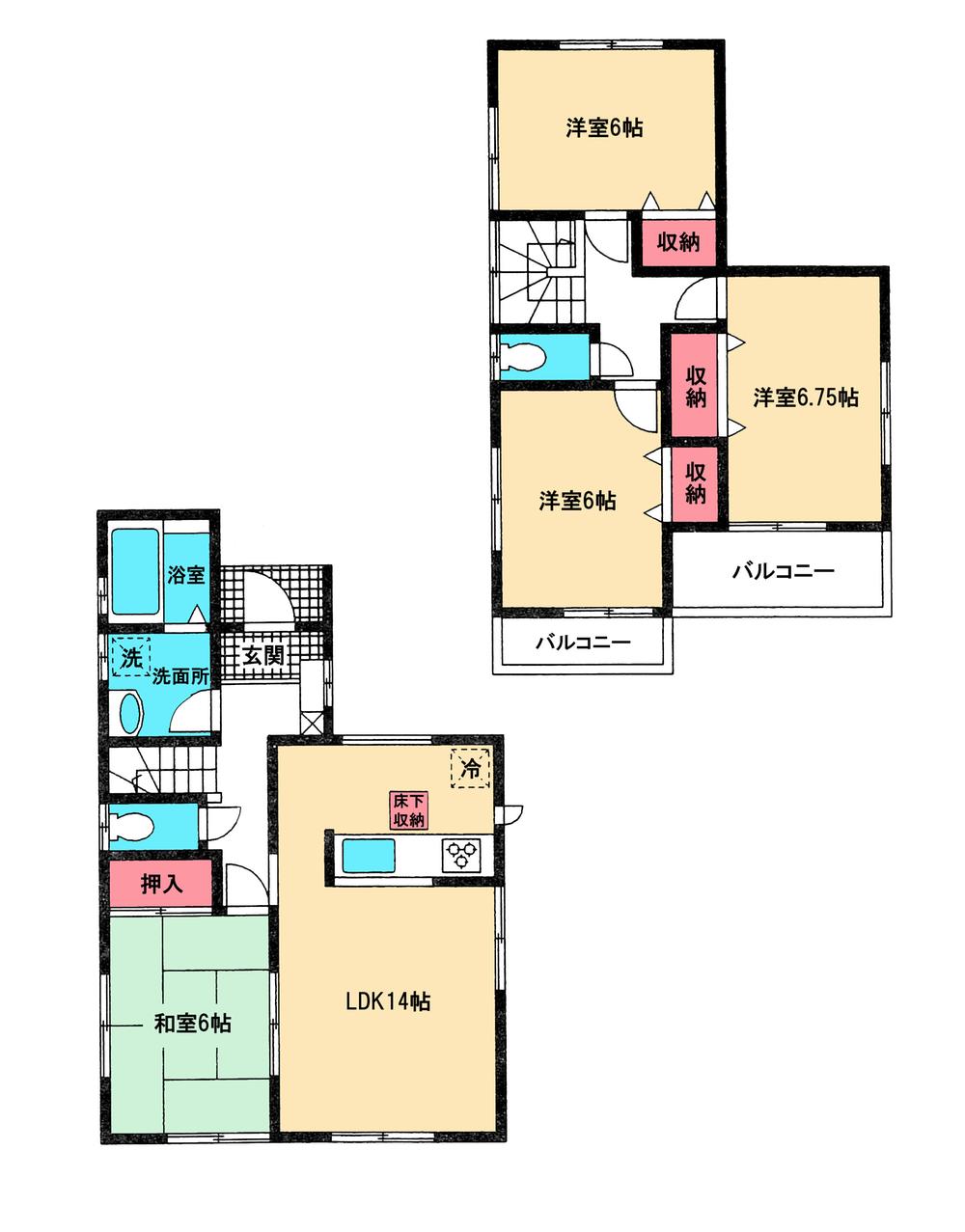 Floor plan. 30,300,000 yen, 4LDK, Land area 125.2 sq m , Building area 93.57 sq m