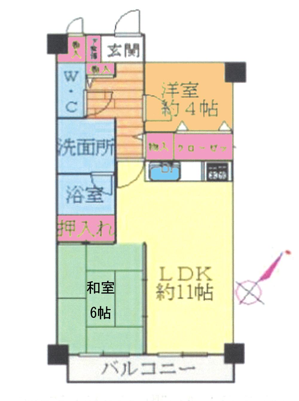 Floor plan. 2LDK, Price 9.2 million yen, Occupied area 47.38 sq m floor plan