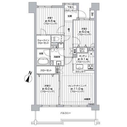 Floor plan. 3LDK, Price 23.8 million yen, Occupied area 74.08 sq m , Balcony area 12.46 sq m
