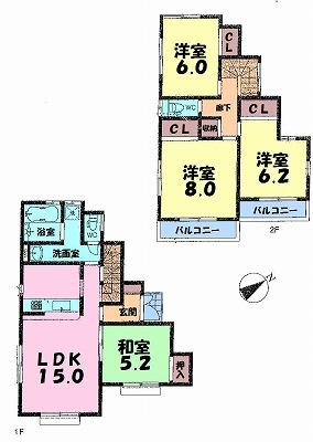 Floor plan. 31,800,000 yen, 4LDK, Land area 94.6 sq m , Building area 95.64 sq m