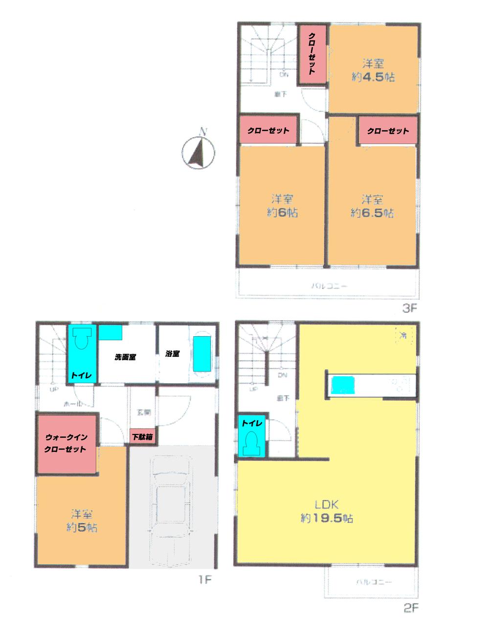 Floor plan. 24,800,000 yen, 4LDK, Land area 68.95 sq m , Building area 116.64 sq m floor plan