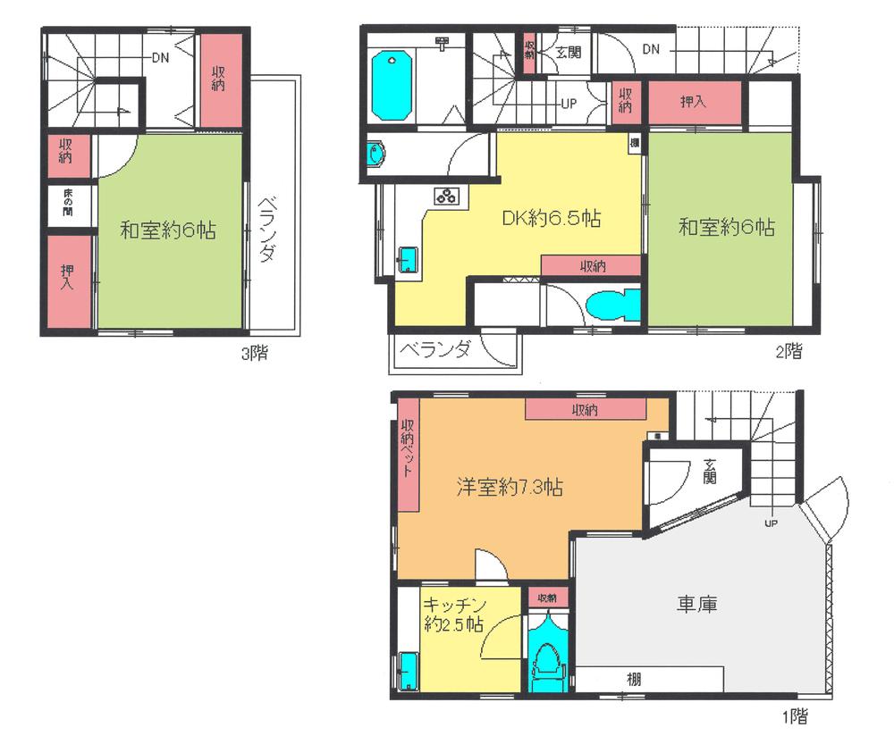 Floor plan. 10 million yen, 3DKK, Land area 63.28 sq m , Building area 96.44 sq m floor plan
