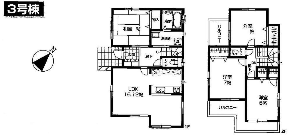 Floor plan. (3 Building), Price 29.4 million yen, 4LDK, Land area 125 sq m , Building area 98.71 sq m