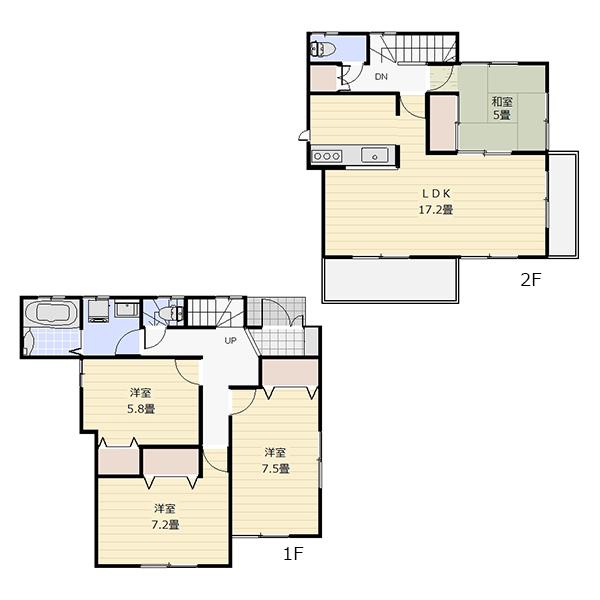Floor plan. 34,800,000 yen, 4LDK, Land area 112.95 sq m , Building area 102.46 sq m