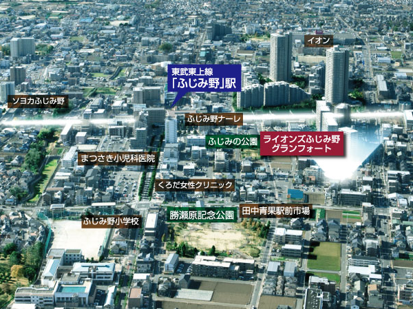 Surrounding environment. Fujimino Station Aerial photo