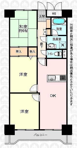Floor plan. 3LDK, Price 16.3 million yen, Footprint 67.2 sq m , Balcony area 7.11 sq m floor plan